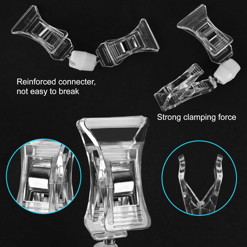 Inchoco Clear Merchandise Display Sign Clips - 20 Pack Plastic Label Pop Holder for Shelf, Double Sided Swivel Price Tag on Clothing Rack, Rotatable Menu Clips for Retail Sale Display - Image 3